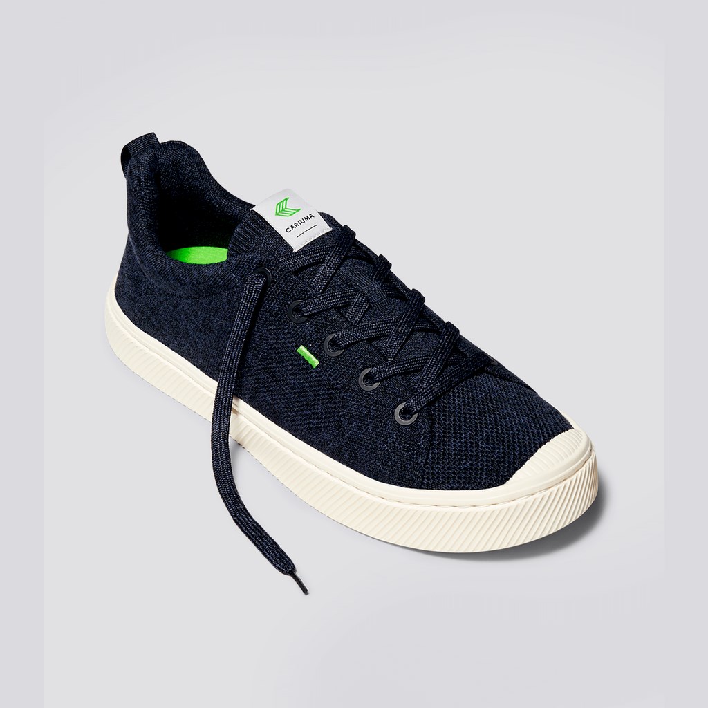 IBI Cariuma Low Top Bamboo Weave Knit Vegan Bleu Marine Homme | RWW-1244576